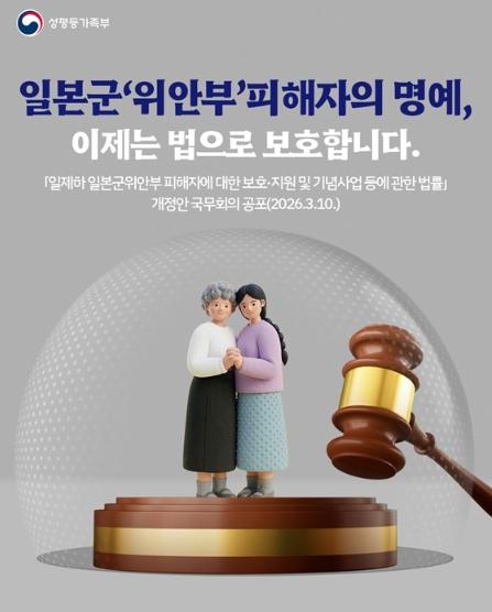 성평등가족부, 일본군 '위안부' 피해자의 명예, 이제는 법으로 보호합니다
