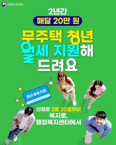 문화체육관광부, 2년간 매달 20만 원, 무주택 청년 월세 지원